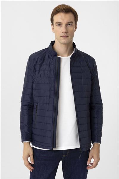 Lacivert Slim Kapitone Mont