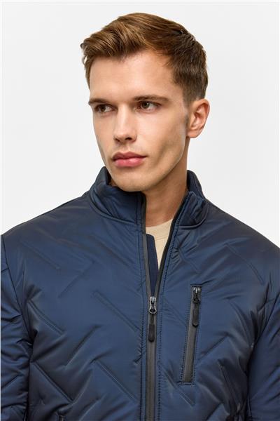 Lacivert Slim Kapitone Mont