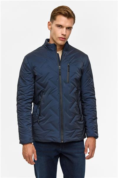 Lacivert Slim Kapitone Mont