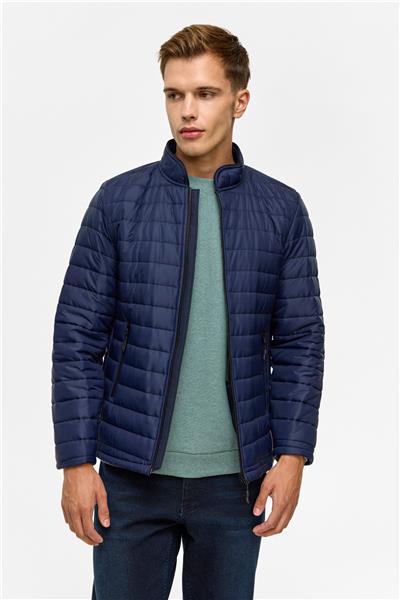 Lacivert Slim Kapitone Mont