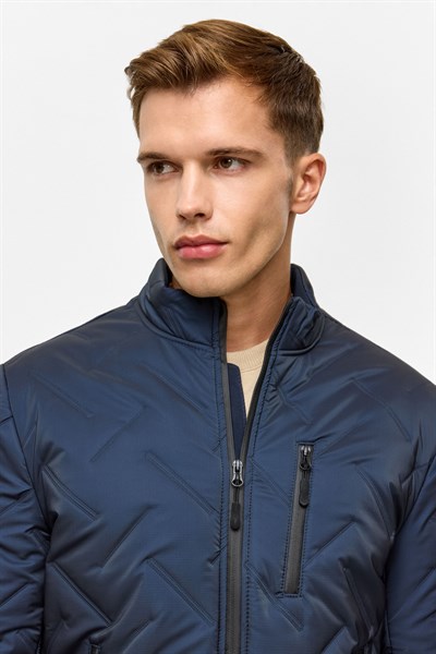 Lacivert Slim Kapitone Mont