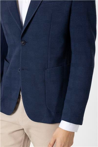 Lacivert Slim Fit Mono Yaka 6 Drop Ceket