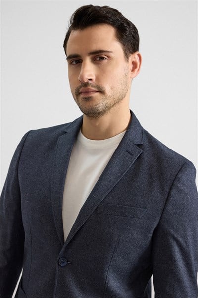 Lacivert Slim Mono Yaka Düz Torba Cep 6 Drop Spor Takım Elbise