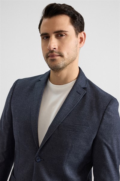 Lacivert Slim Mono Yaka Düz Torba Cep 6 Drop Spor Takım Elbise