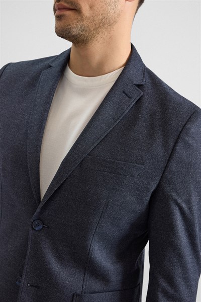 Lacivert Slim Mono Yaka Düz Torba Cep 6 Drop Spor Takım Elbise