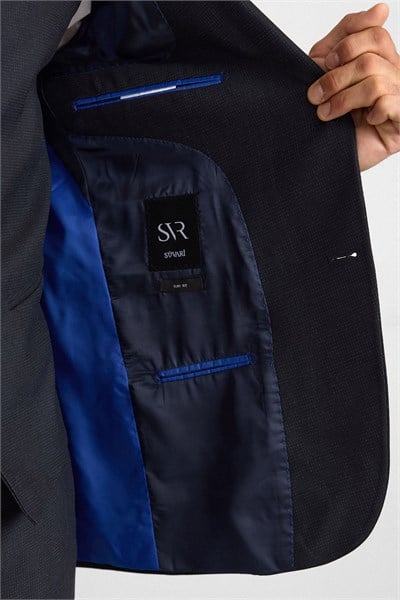 Lacivert Slim Sivri Yaka 6 Drop Yelekli Takım Elbise