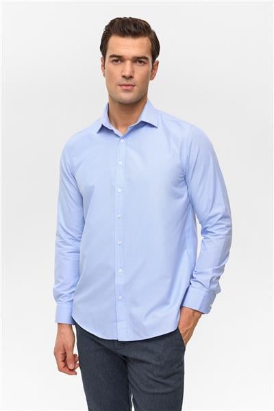 Mavi Regular Desenli Klasik Yaka Gömlek