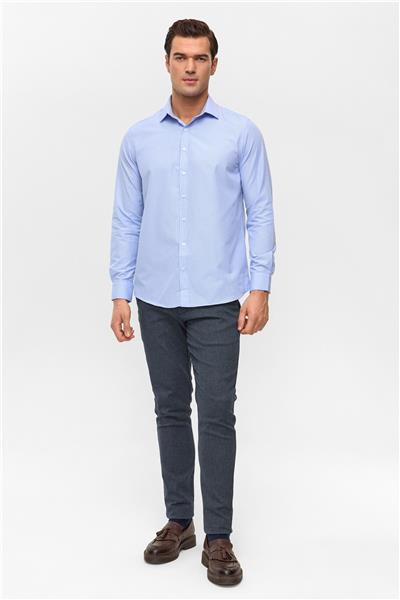 Mavi Regular Desenli Klasik Yaka Gömlek