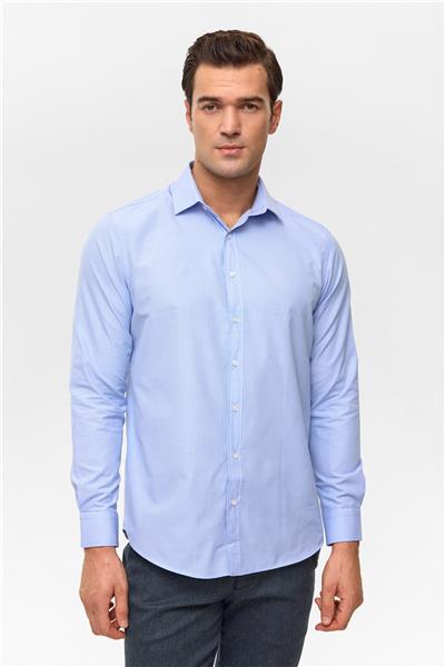 Mavi Regular Desenli Klasik Yaka Gömlek