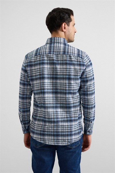 Mavi Regular Düğmeli Yaka Kareli Casual Gömlek