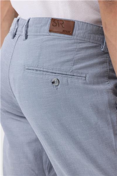 Mavi Slim Fit Armürlü Kanvas Pantolon