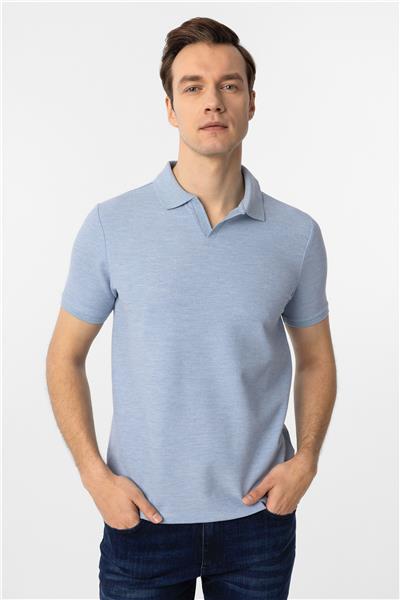 Mavi Slim Fit Armürlü Polo Yaka Tişört
