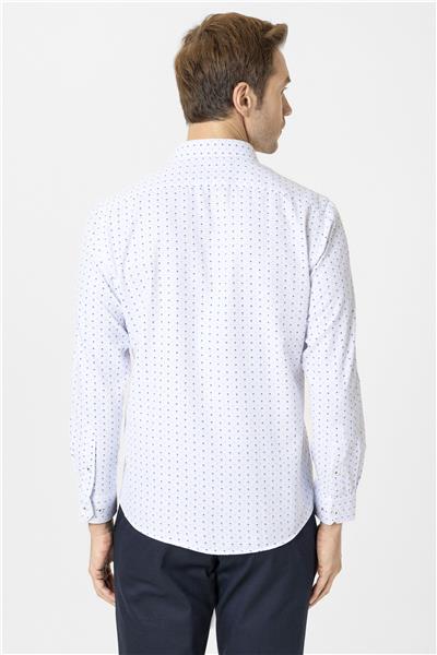 Mavi Slim Fit Baskılı Klasik Yaka Gömlek