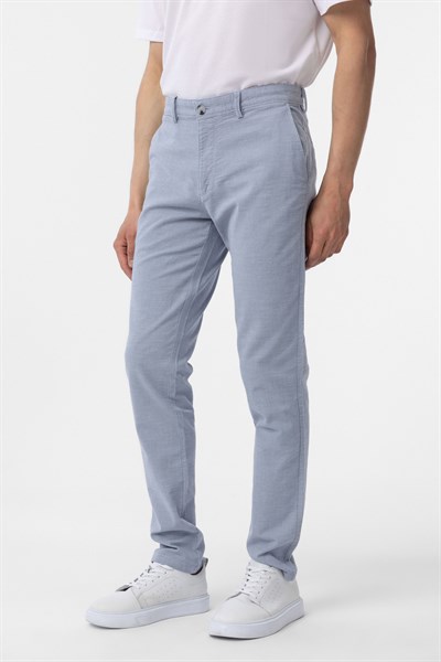 Mavi Slim Fit Armürlü Kanvas Pantolon