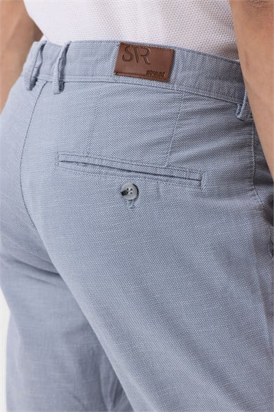 Mavi Slim Fit Armürlü Kanvas Pantolon