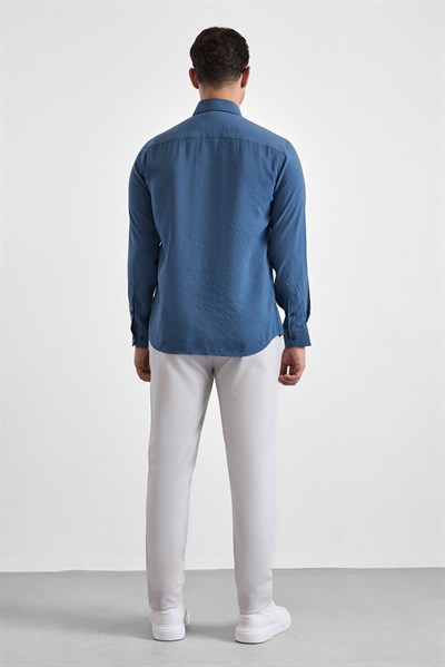 Mavi Slim Klasik Yaka Düz Uzun Kollu Casual Gömlek