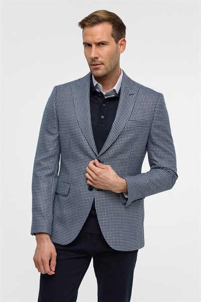 Parlament Mavi Slim Sivri Yaka 6 Drop Ceket