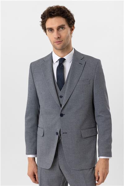 Parlament Mavi Regular Armürlü Mono Yaka 4 Drop Yelekli Klasik Takım Elbise