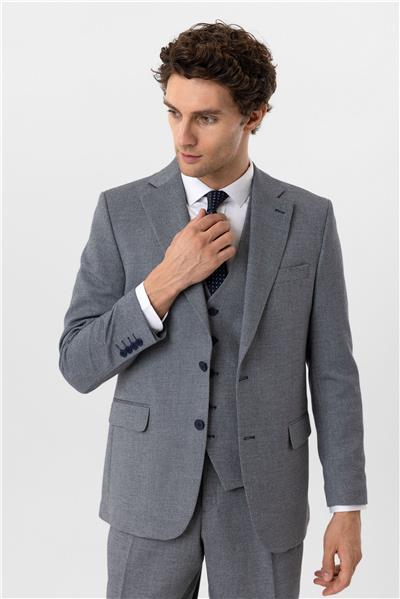 Parlament Mavi Regular Armürlü Mono Yaka 4 Drop Yelekli Klasik Takım Elbise