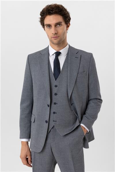 Parlament Mavi Regular Armürlü Mono Yaka 4 Drop Yelekli Klasik Takım Elbise