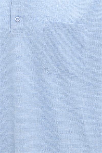 Saks Mavi Regular Armürlü Polo Yaka Tişört