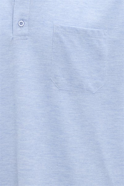 Saks Mavi Regular Armürlü Polo Yaka Tişört