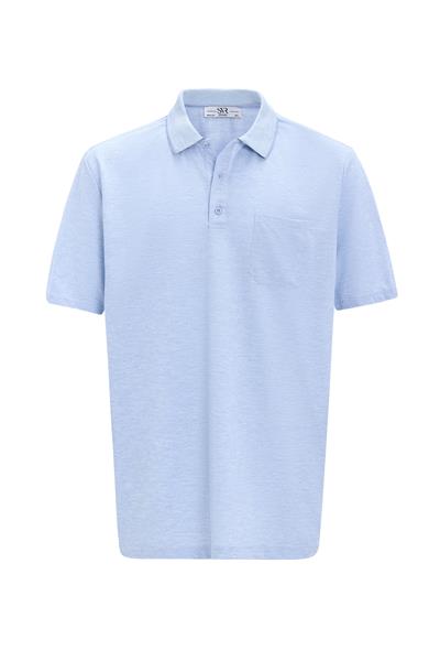 Saks Mavi Regular Armürlü Polo Yaka Tişört