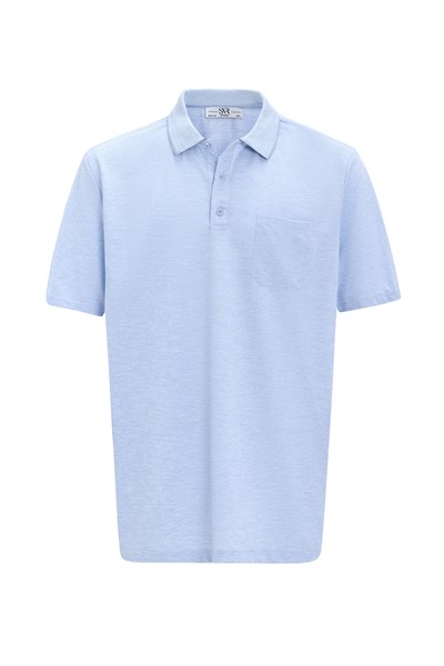 Saks Mavi Regular Armürlü Polo Yaka Tişört
