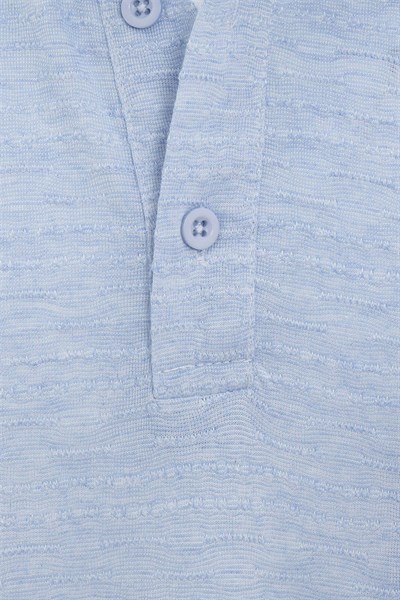 Saks Mavi Regular Armürlü Polo Yaka Tişört