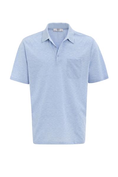 Saks Mavi Regular Armürlü Polo Yaka Tişört