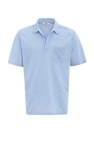 Saks Mavi Regular Armürlü Polo Yaka Tişört