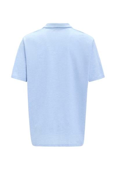 Saks Mavi Regular Armürlü Polo Yaka Tişört