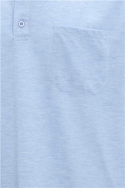 Saks Mavi Regular Armürlü Polo Yaka Tişört