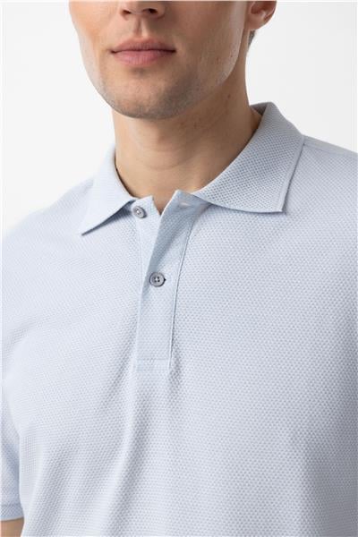 Saks Mavi Regular Armürlü Polo Yaka Tişört