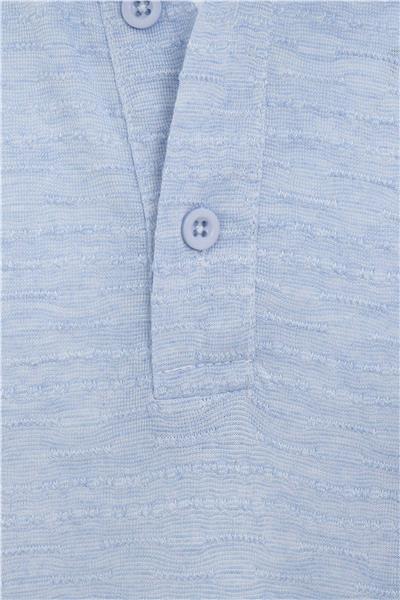 Saks Mavi Regular Armürlü Polo Yaka Tişört