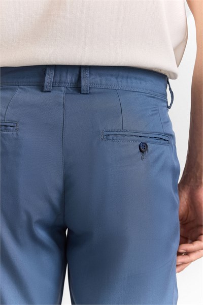 Saks Mavi Slim Düz Casual Pantolon