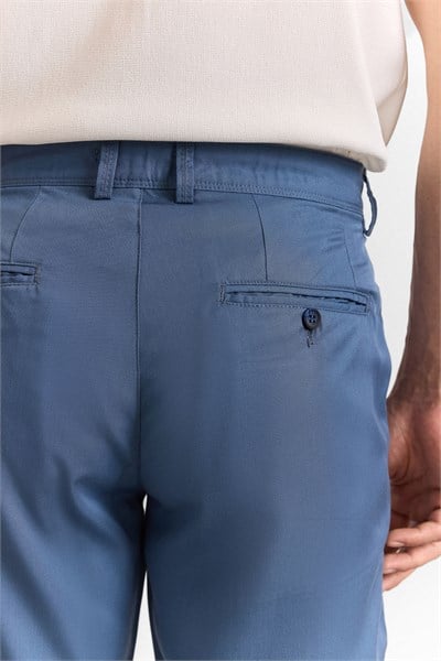Saks Mavi Slim Düz Casual Pantolon