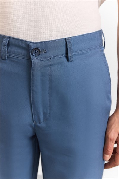 Saks Mavi Slim Düz Casual Pantolon