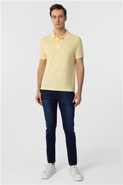 Sarı Slim Fit Düz Polo Yaka Tişört