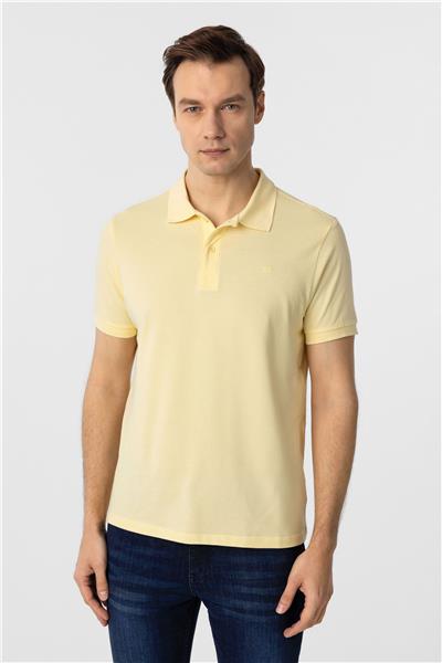 Sarı Slim Fit Düz Polo Yaka Tişört