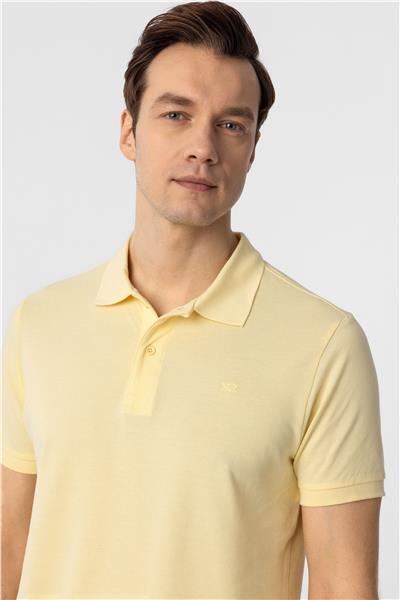 Sarı Slim Fit Düz Polo Yaka Tişört
