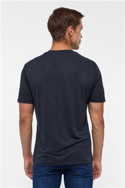 Siyah Regular Armürlü Bisiklet Yaka Tişört