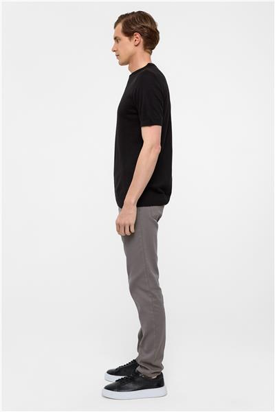 Siyah Regular Armürlü Bisiklet Yaka Triko Tişört 