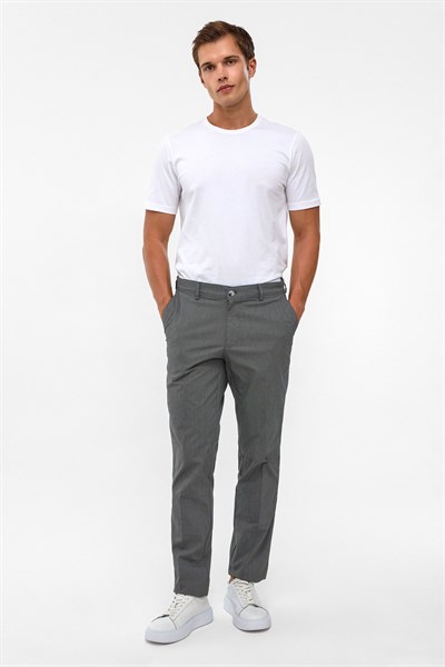 Siyah Regular Armürlü Kanvas Pantolon