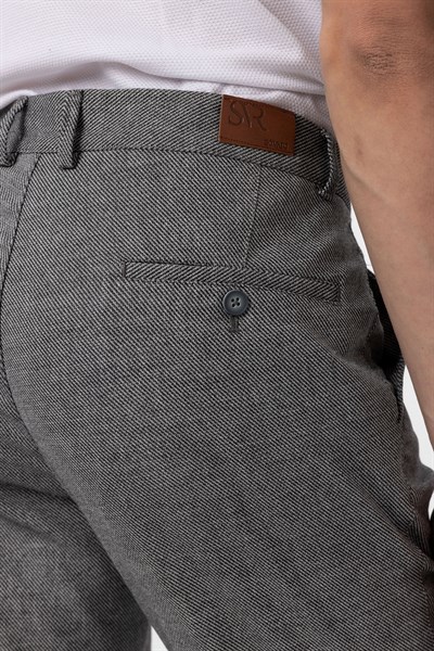 Siyah Regular Armürlü Kanvas Pantolon