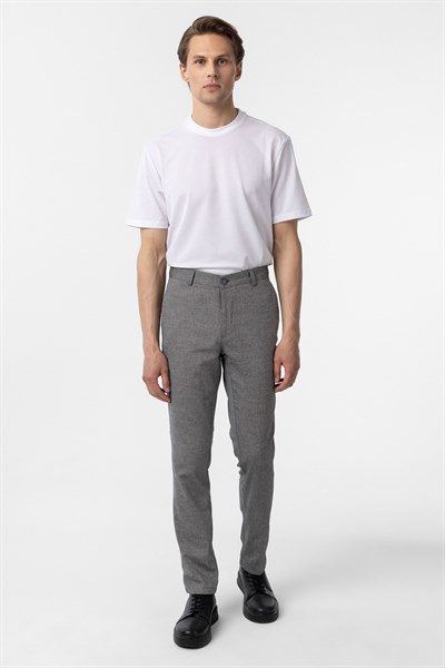 Siyah Regular Armürlü Kanvas Pantolon