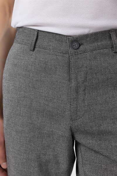 Siyah Regular Armürlü Kanvas Pantolon