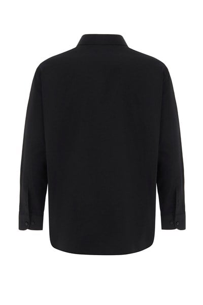 Siyah Regular Armürlü Klasik Yaka Gömlek