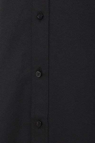 Siyah Regular Armürlü Klasik Yaka Gömlek