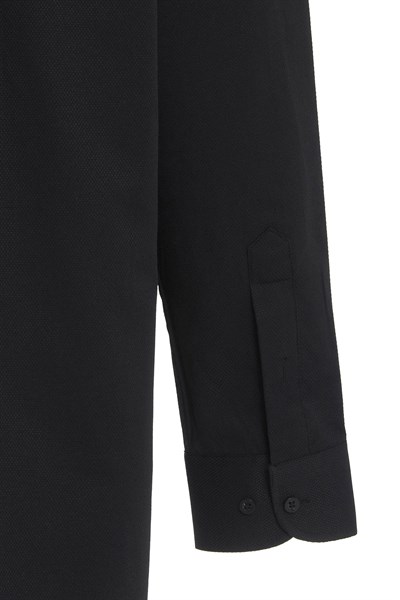 Siyah Regular Armürlü Klasik Yaka Gömlek